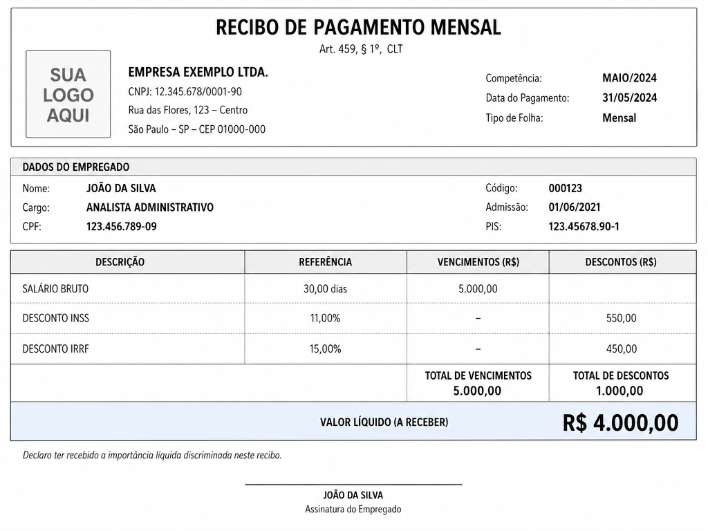 Exemplo de Recibo Mensal
